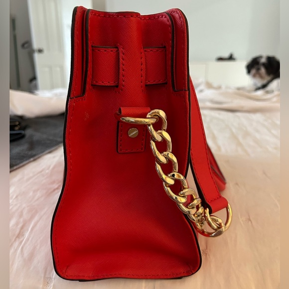 Michael Kors Red Satchel Tote Bag - Picture 4 of 7